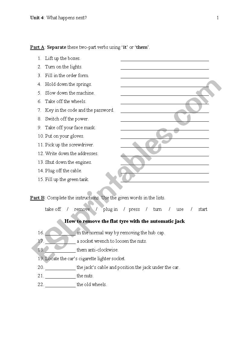 Read the instructions worksheet