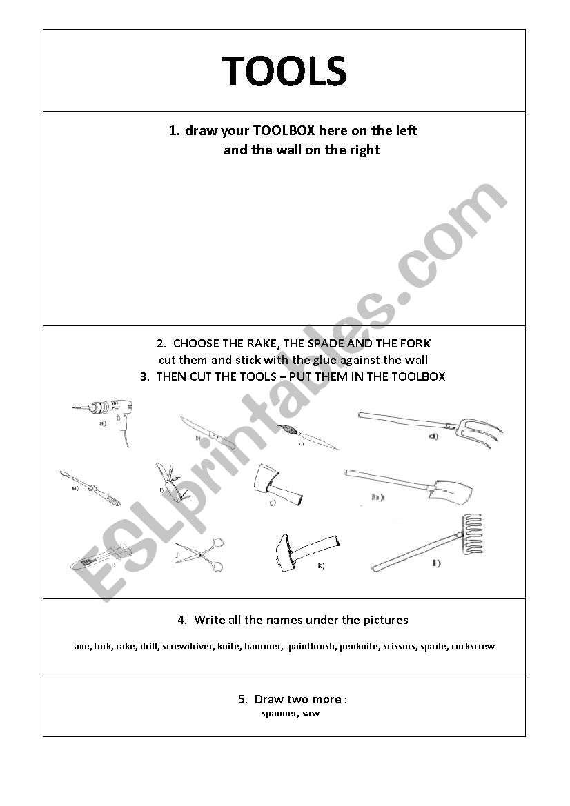 tools worksheet