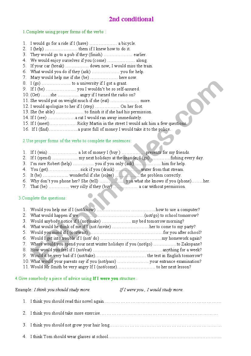 The second conditional - exercises with answers