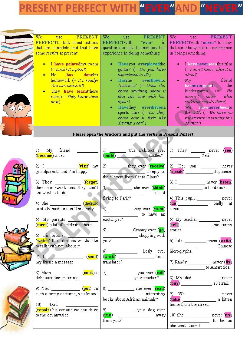 PRESENT PERFECT WITH 