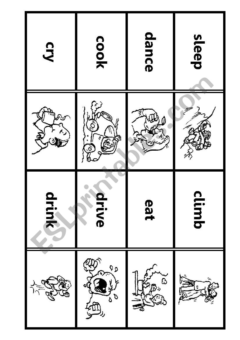 Action Verbs - Domino worksheet