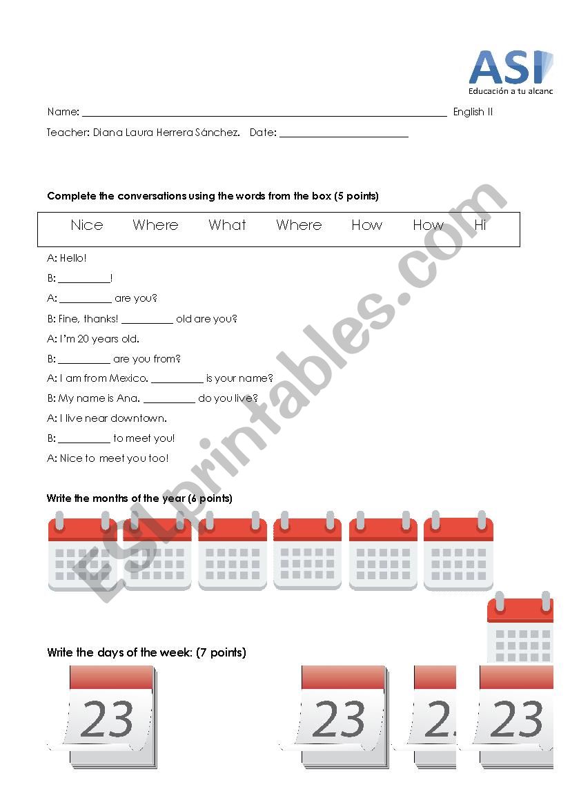 TEST worksheet