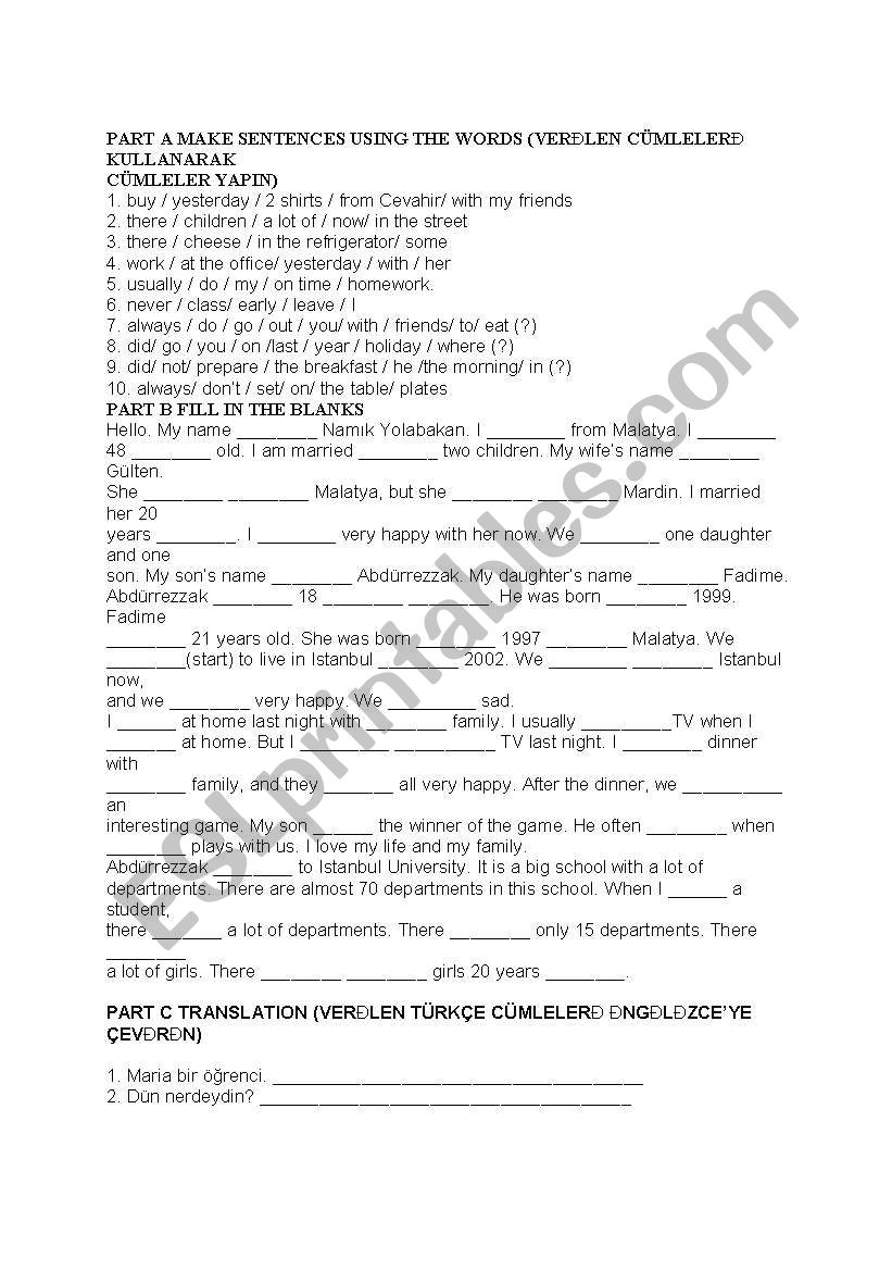 elementary worksheet