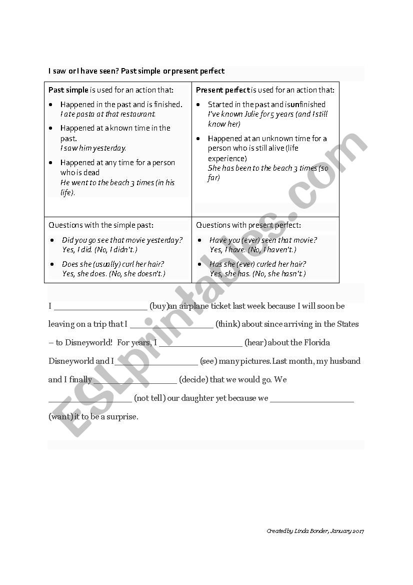 Present perfect vs past simple