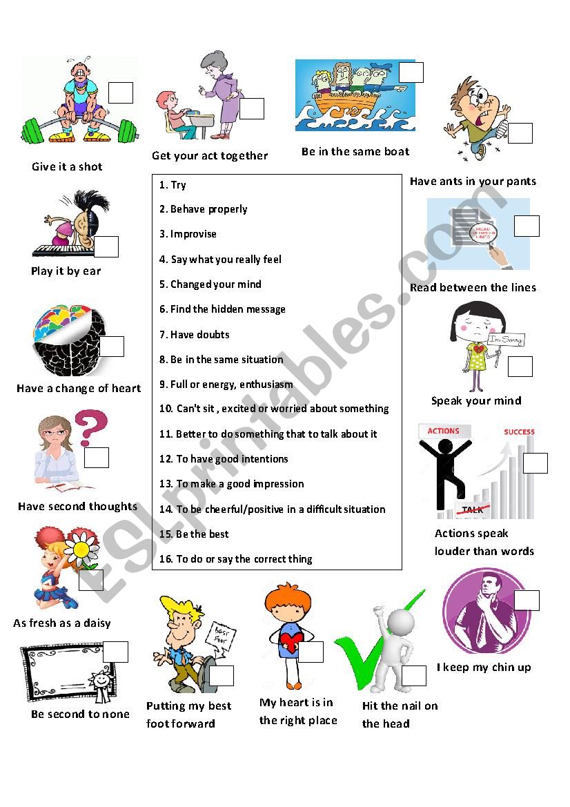 Idioms for kids worksheet