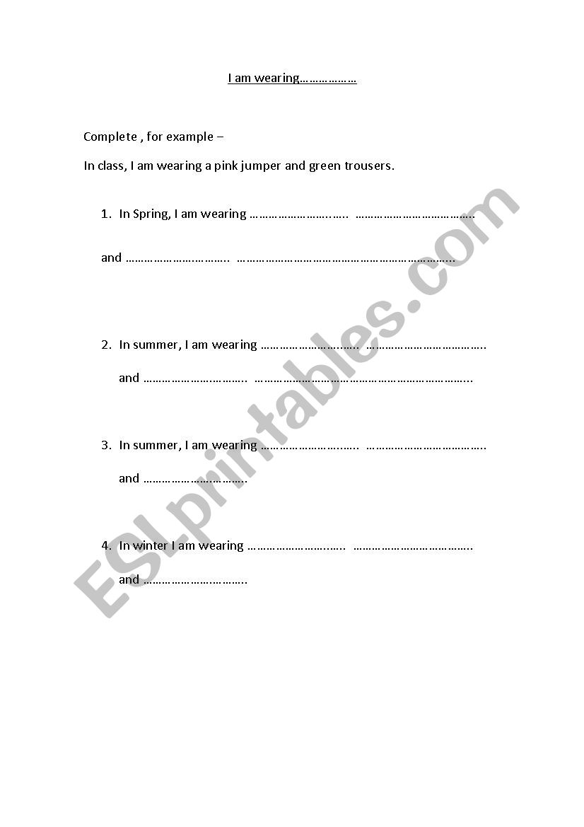 Clothes and seasons worksheet