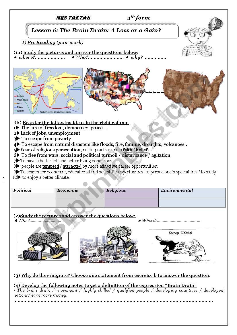 brain drain lesson for bac students