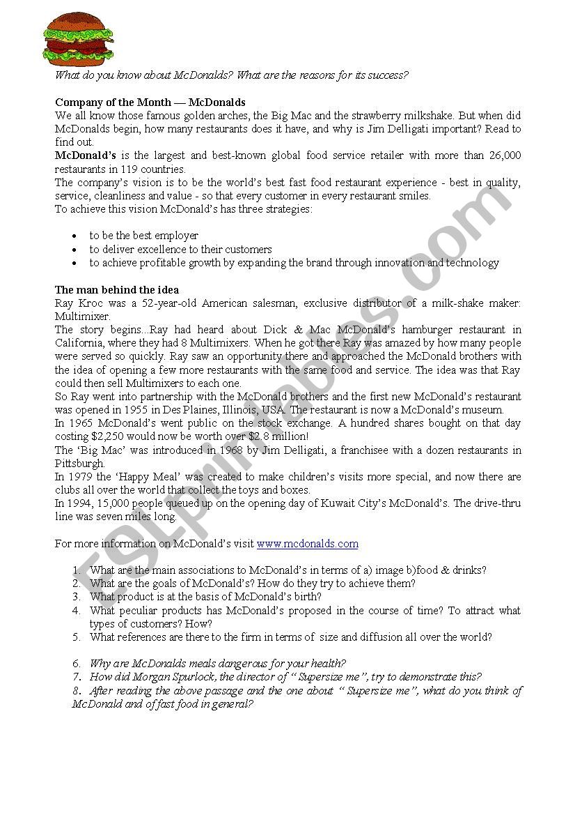 MCD Activity Sheet
