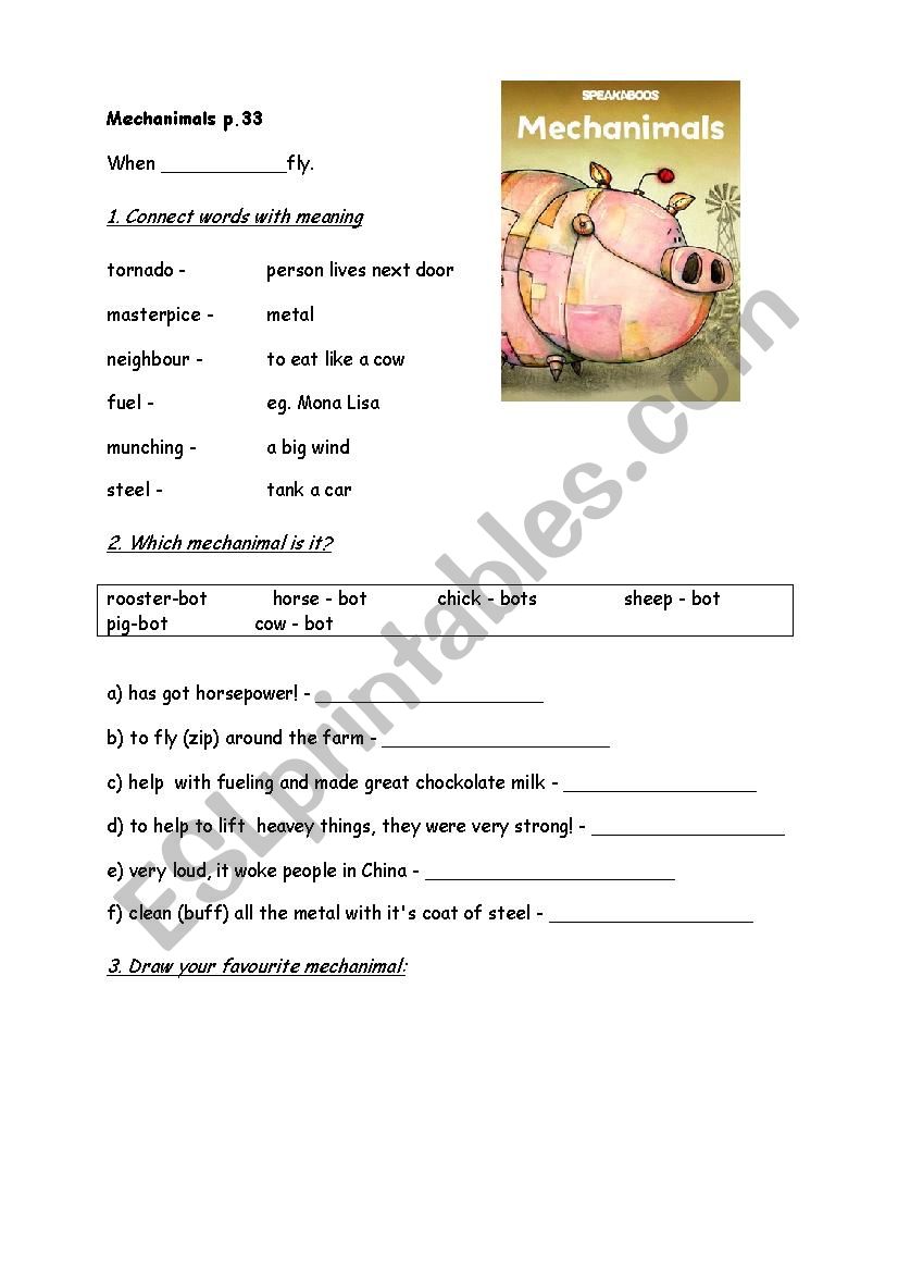 Mechanimals worksheet