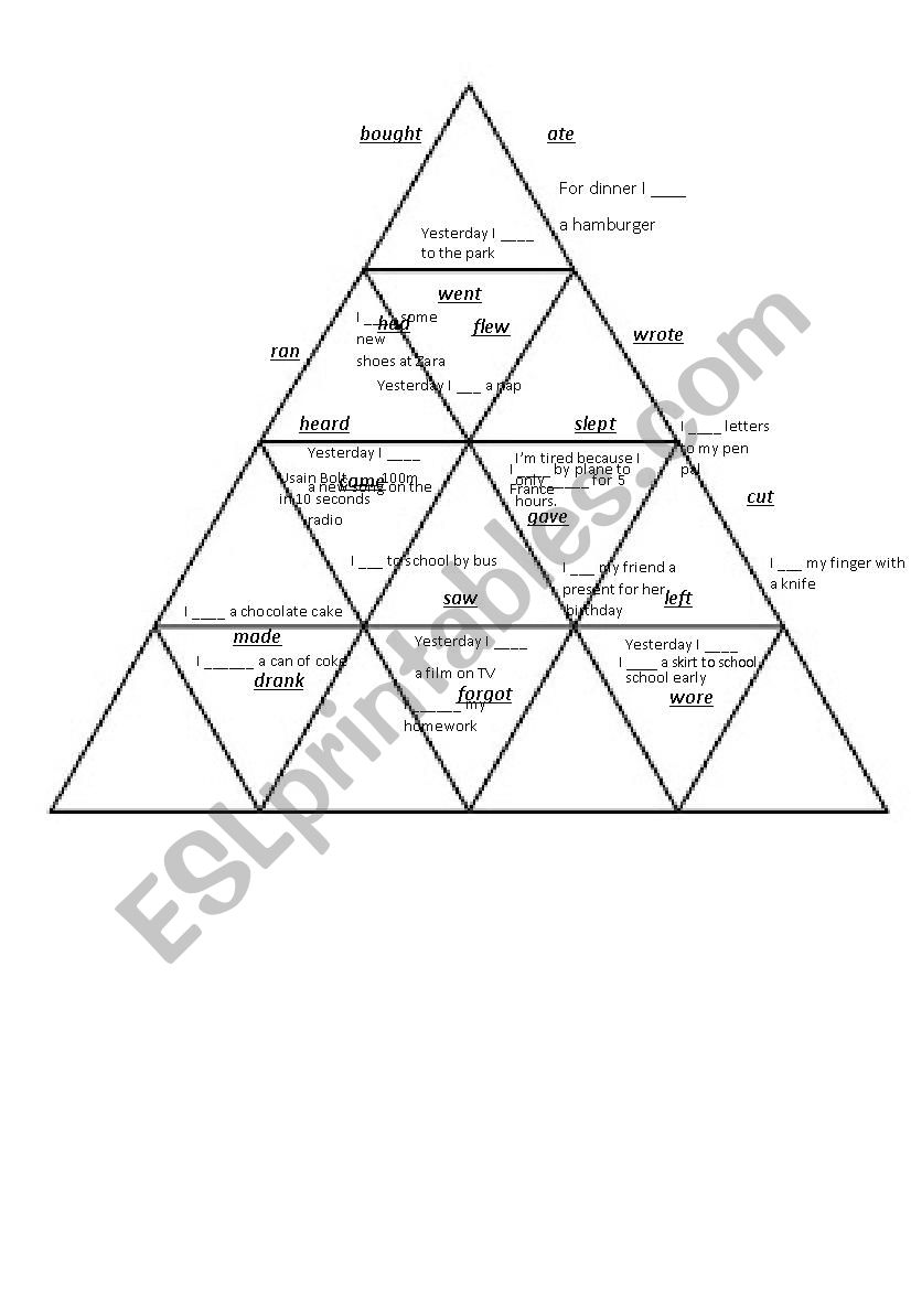 Past Simple Irregular Verbs puzzle tarsia