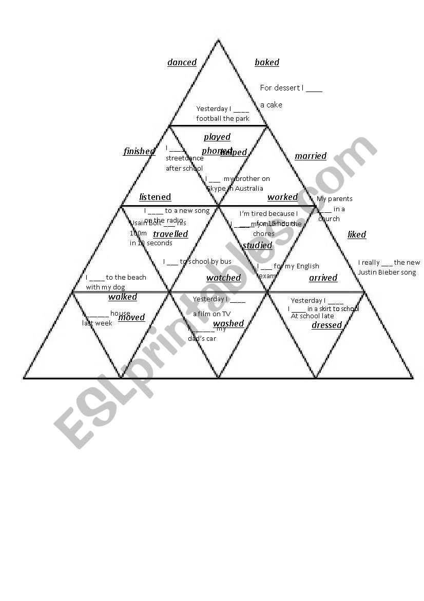 Past Simple Regular Verbs puzzle tarsia