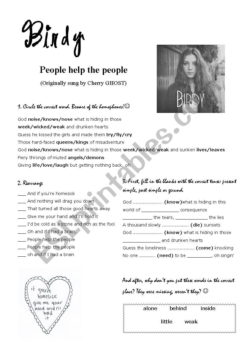 Birdy - People worksheet