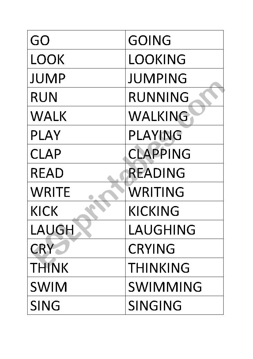 Present Continuous wordrace worksheet