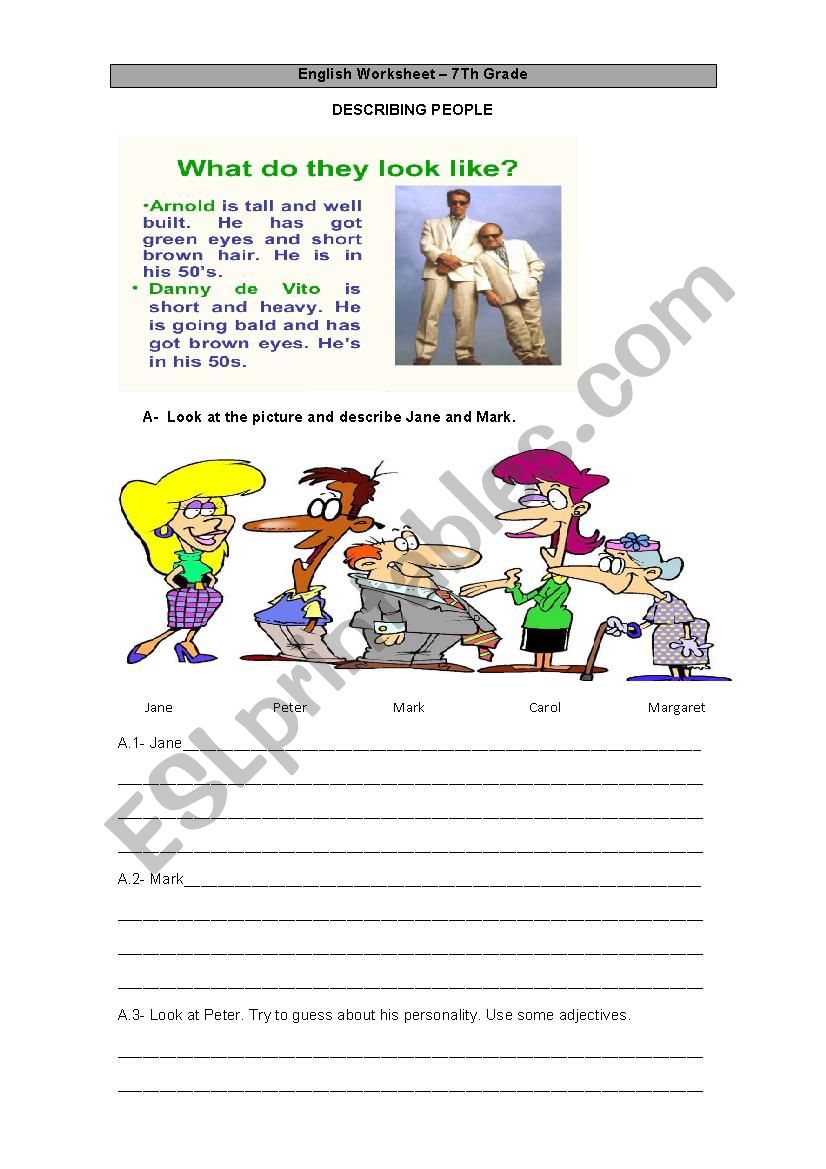 Describing people  worksheet