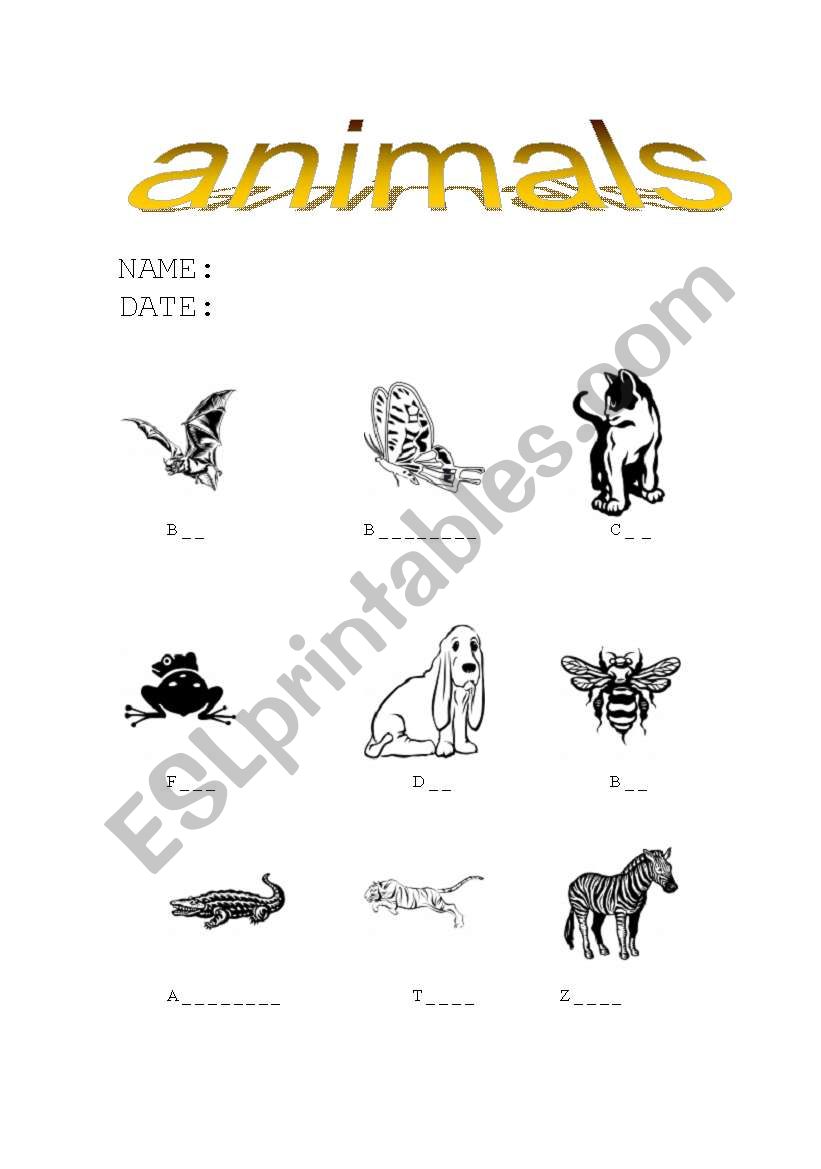 ANIMALS worksheet