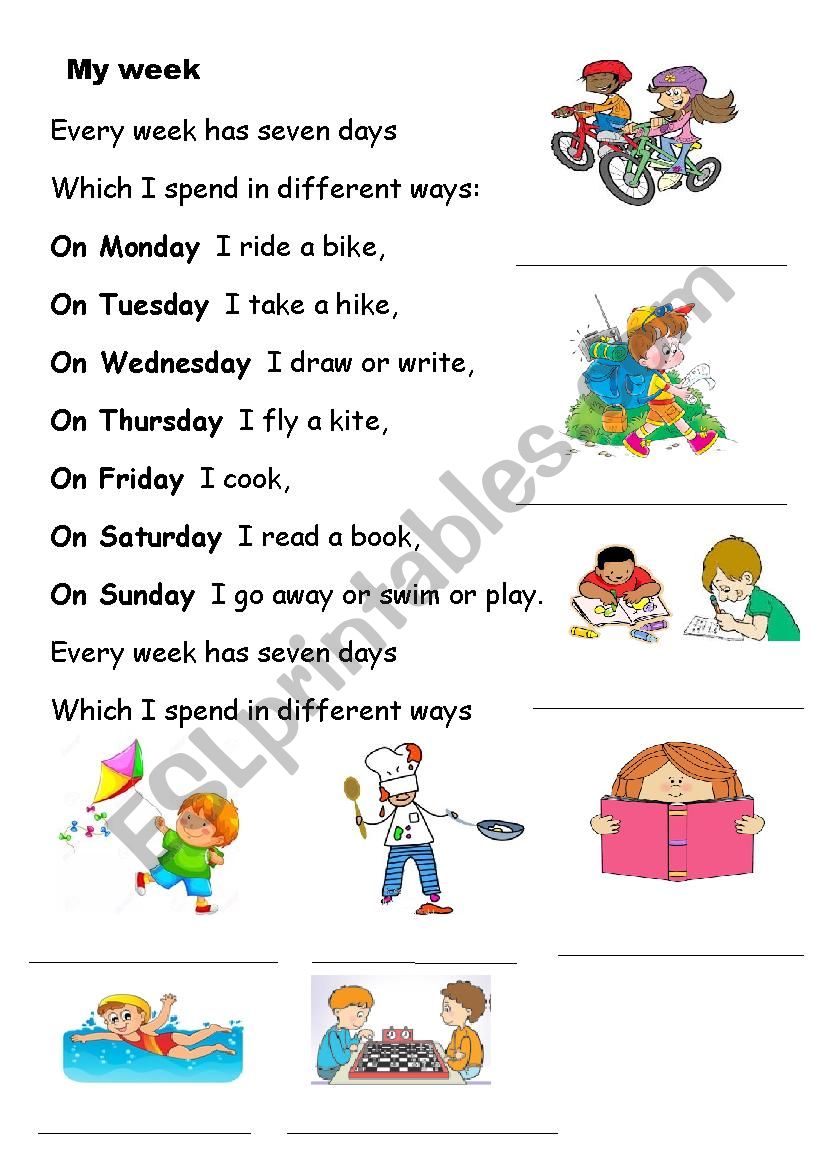 Days of the week worksheet