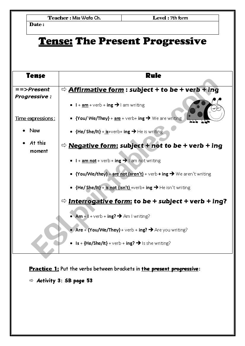 Present Progressive (Rule & Practice)