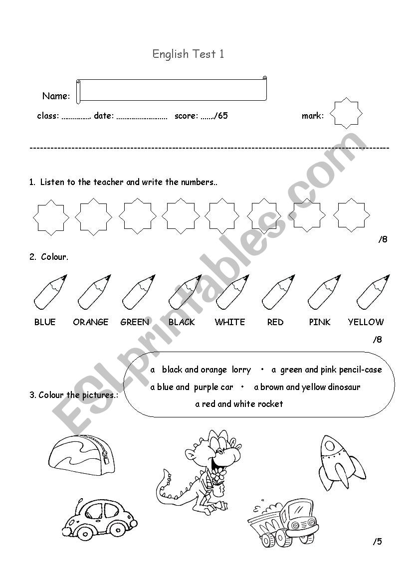 HAPPY STREET 1 test1 worksheet