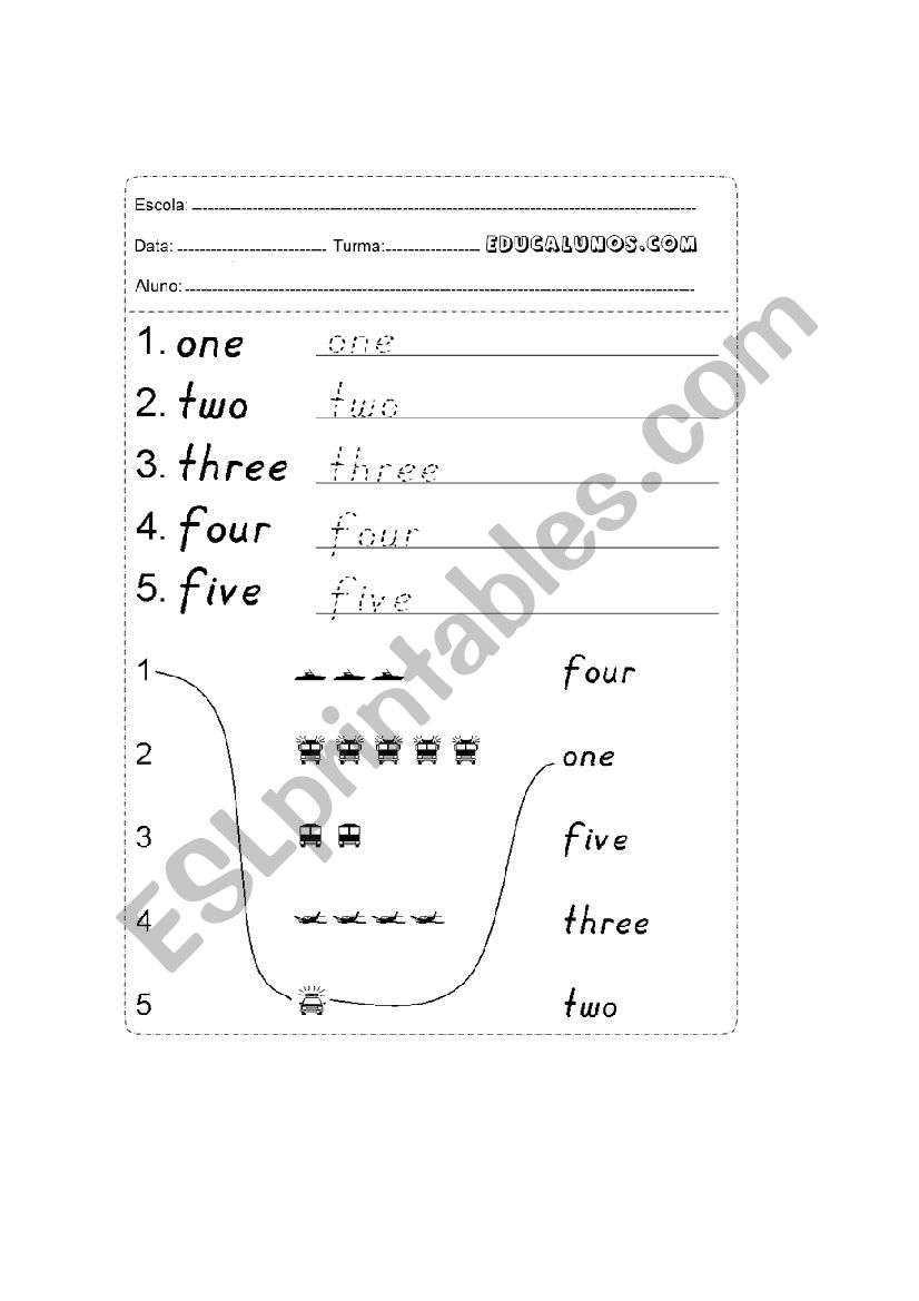 Numbers worksheet