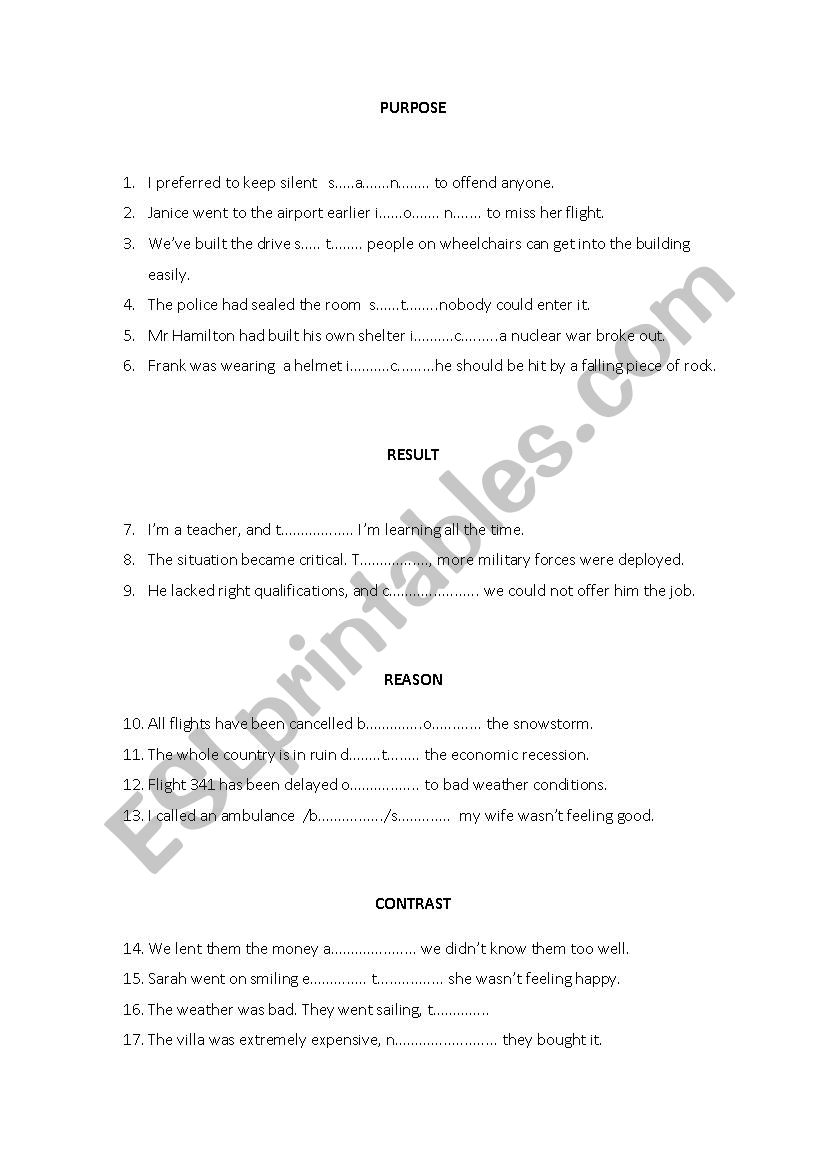 Discourse markers worksheet