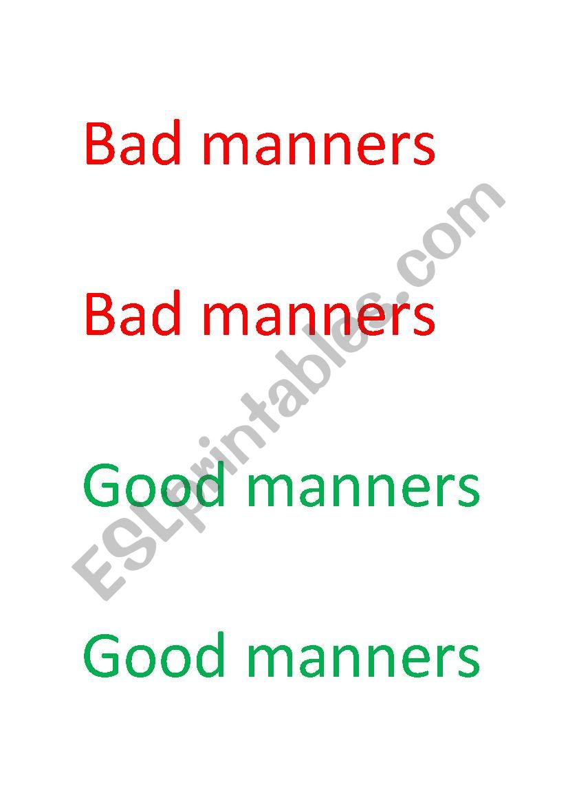 Good and bad manners worksheet