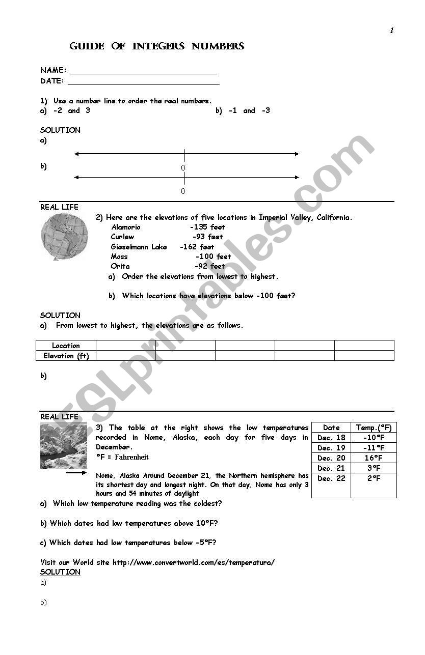 MATH worksheet