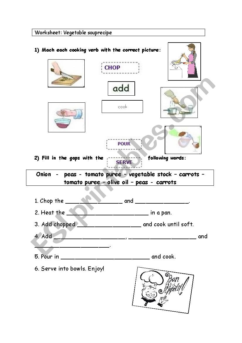 Vegetable soup recipe  worksheet