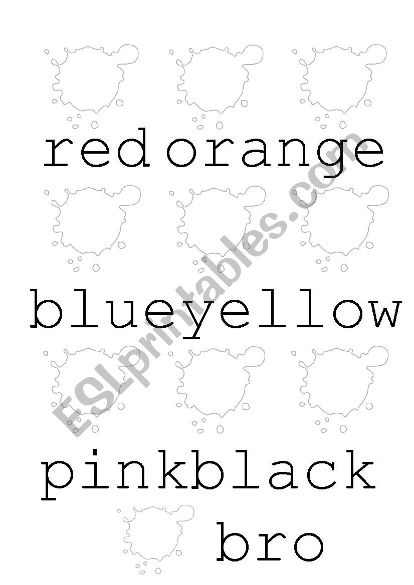Colours and numbers worksheet
