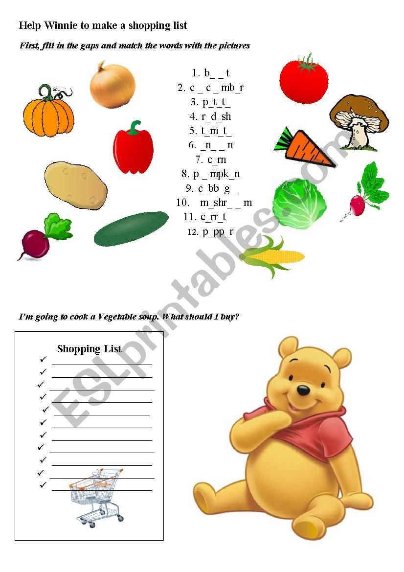 Help Winnie the Pooh worksheet