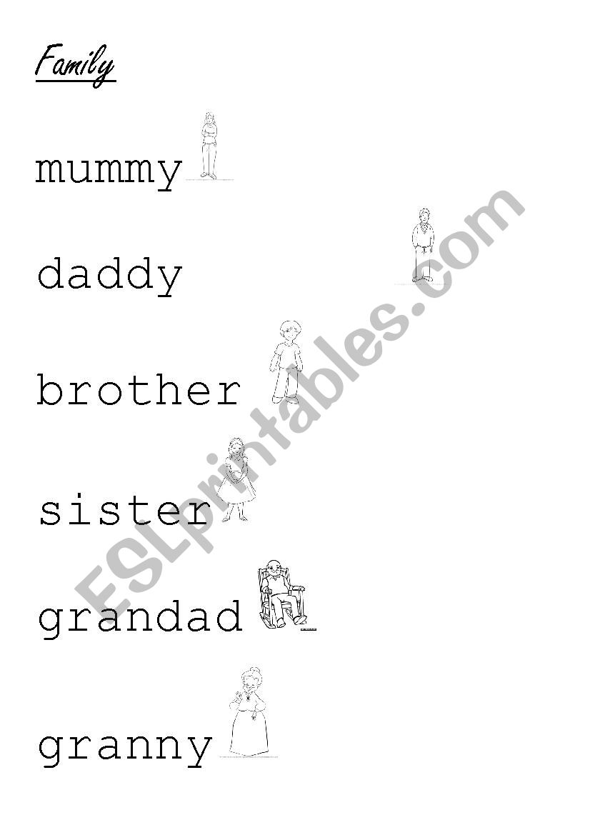 family for kids worksheet