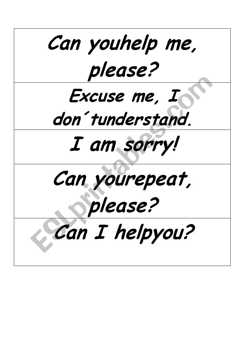 Classroom expressions  worksheet
