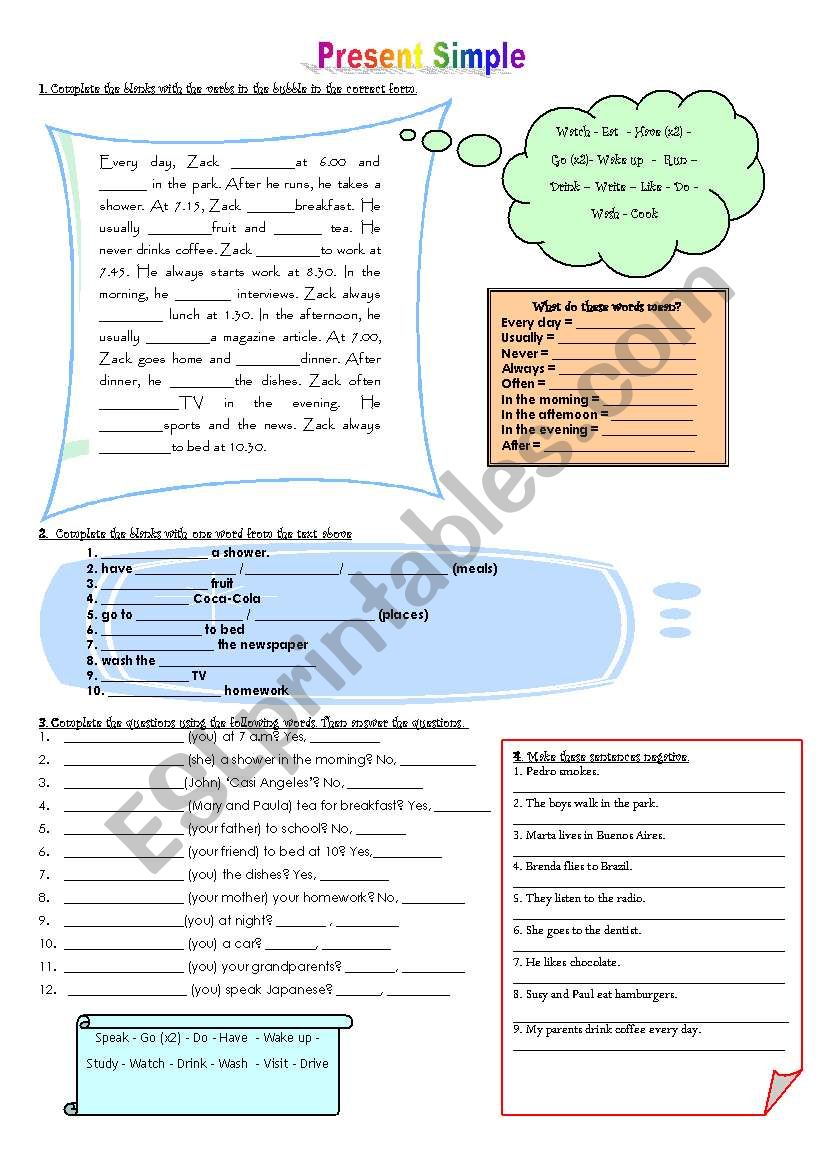 PRESENT SIMPLE worksheet