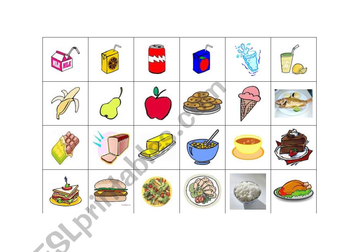 Food Cards worksheet