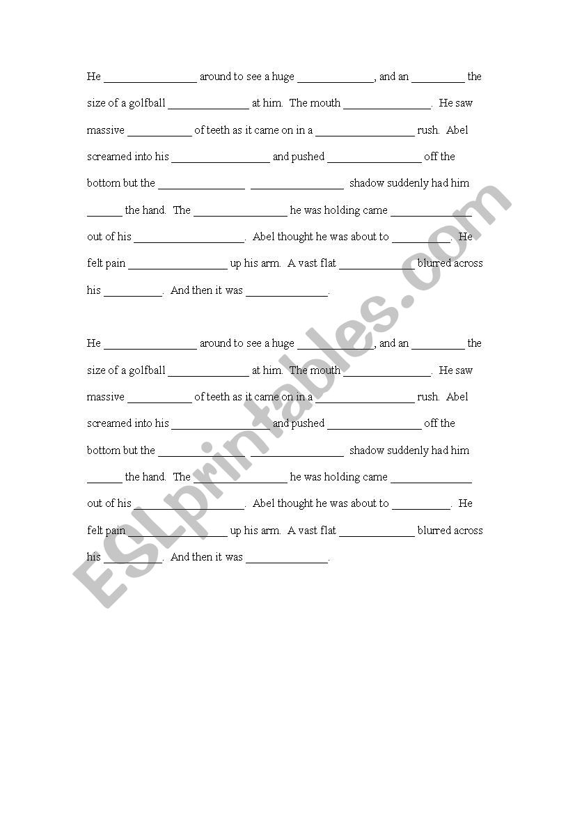 Blueback worksheet