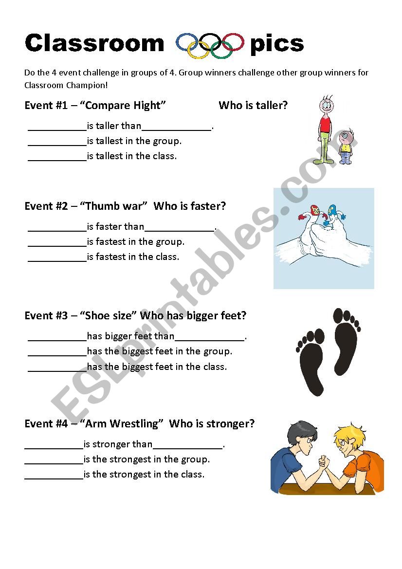 Classroom Olympics worksheet