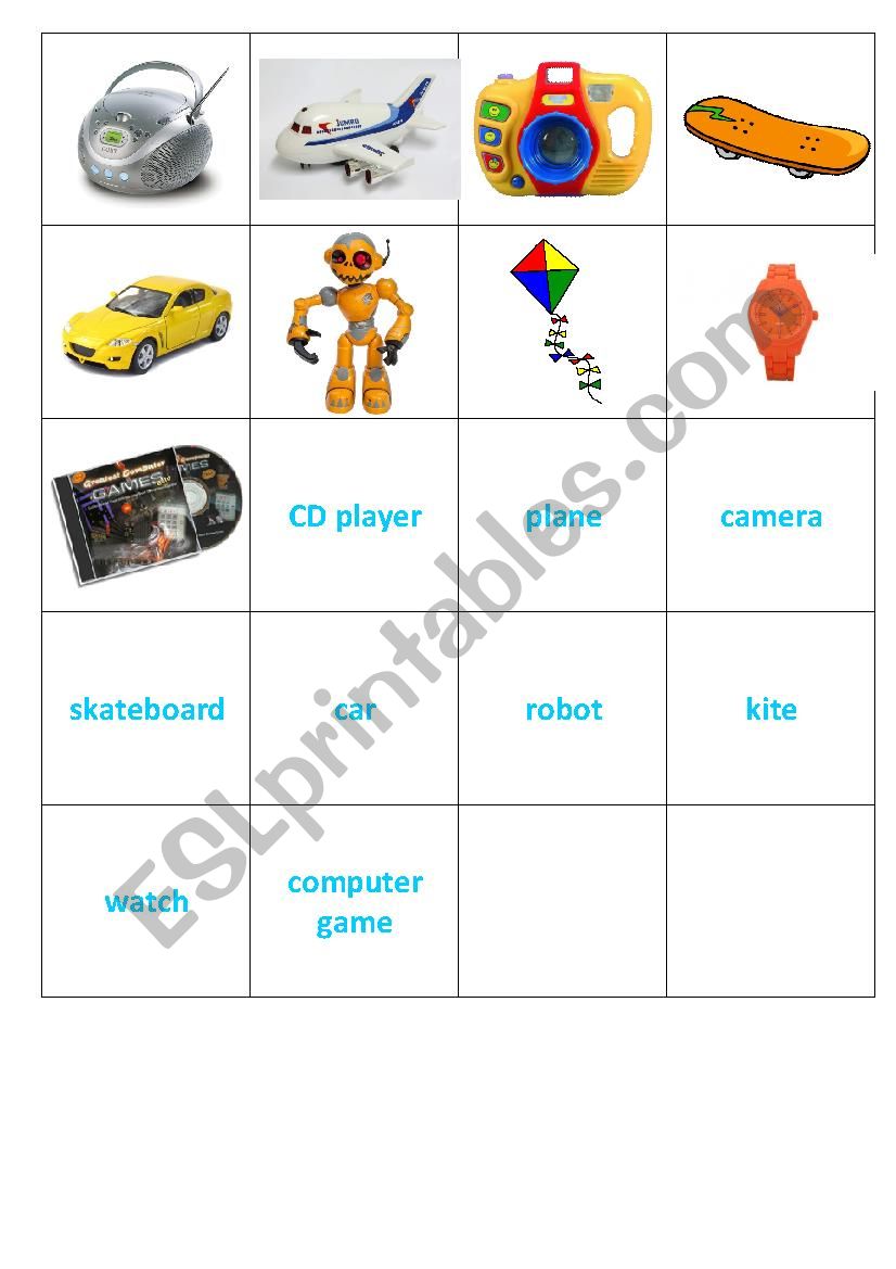 Toys worksheet