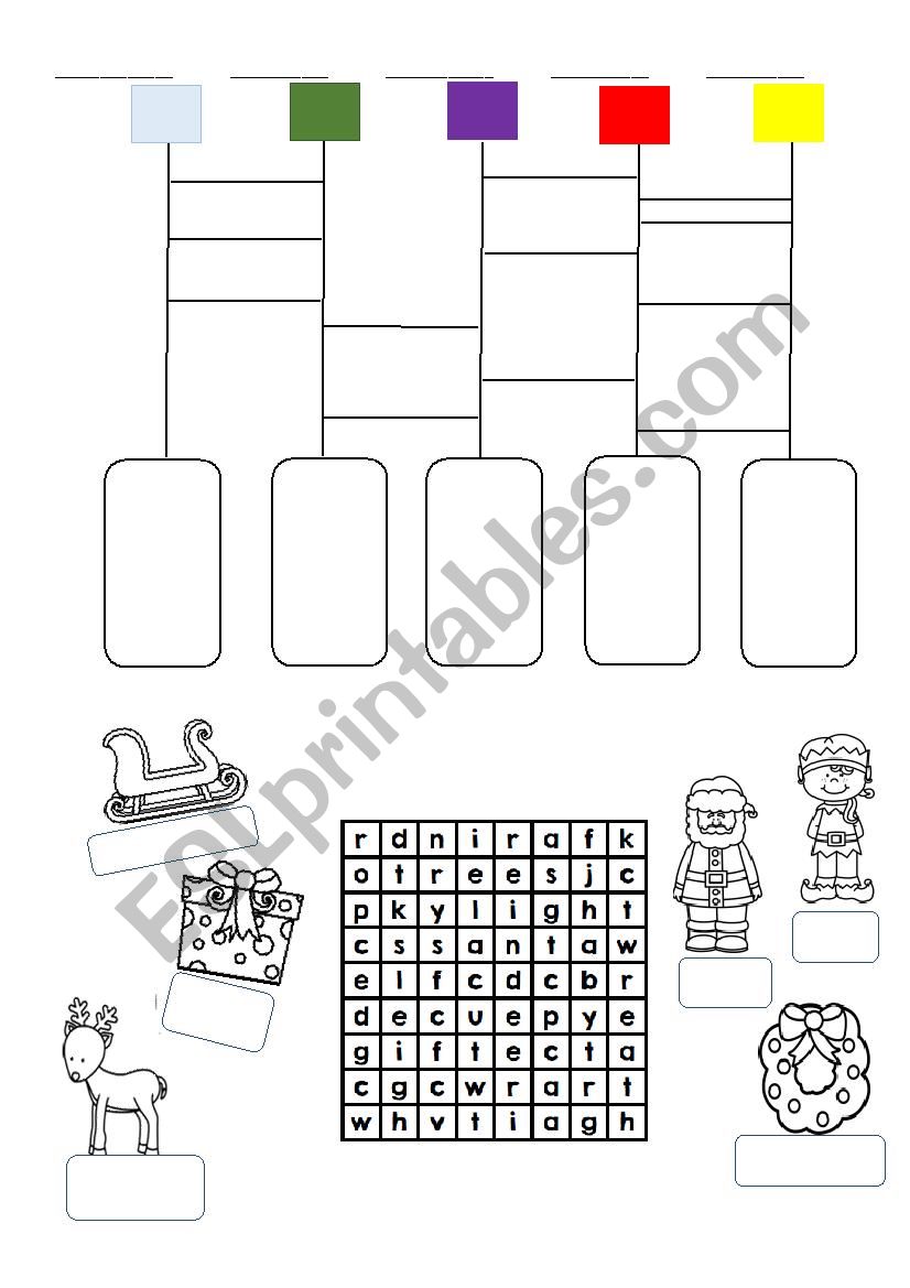 Color and Xmas worksheet