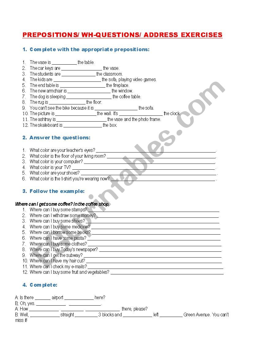 PREPOSITION/ WH-QUESTIONS/ ADDRESSES