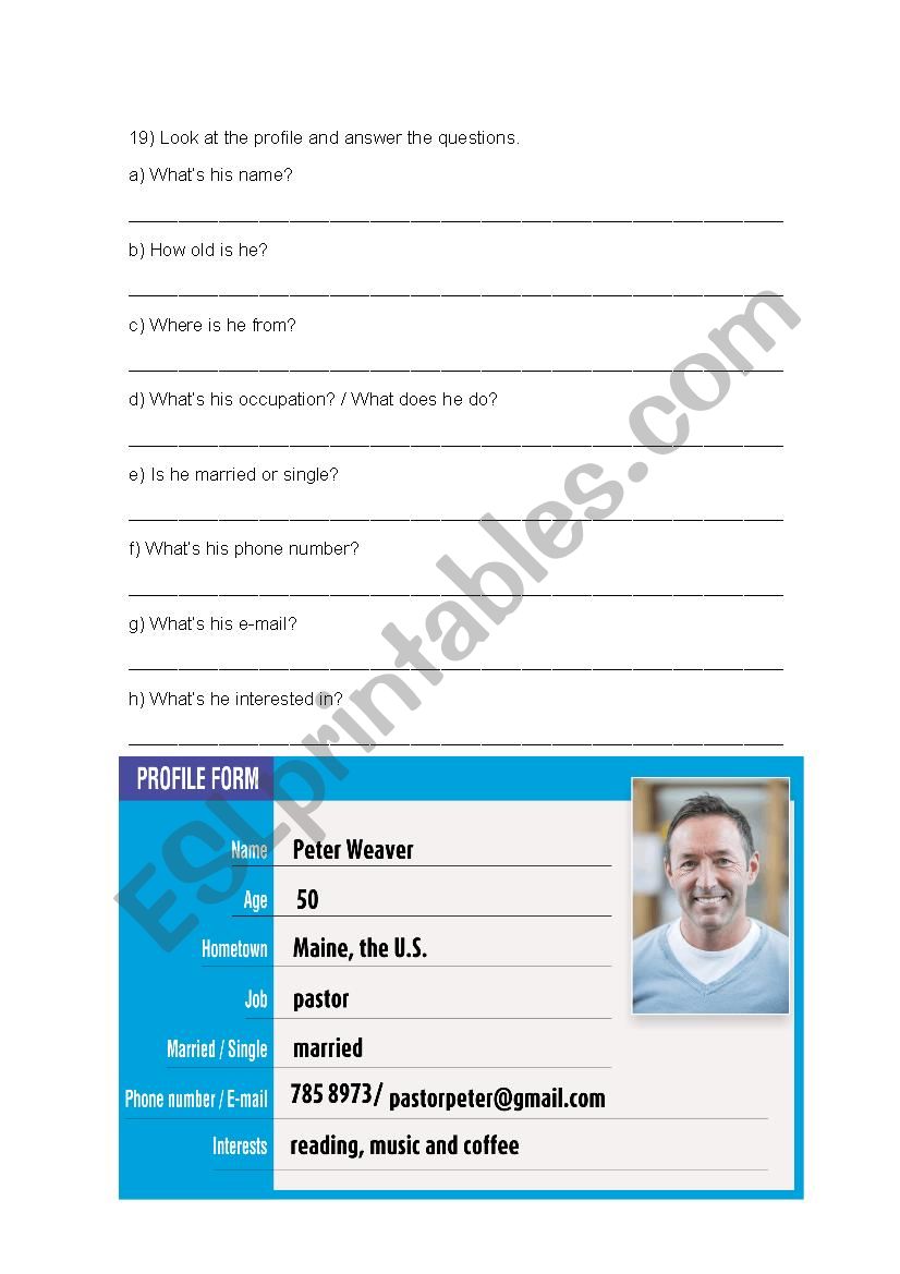 Profile form with be and simple present