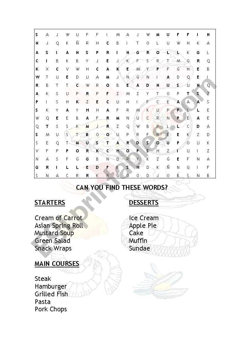 Alphabet Soup - Dishes worksheet