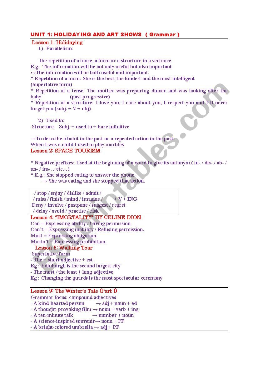 bac review worksheet