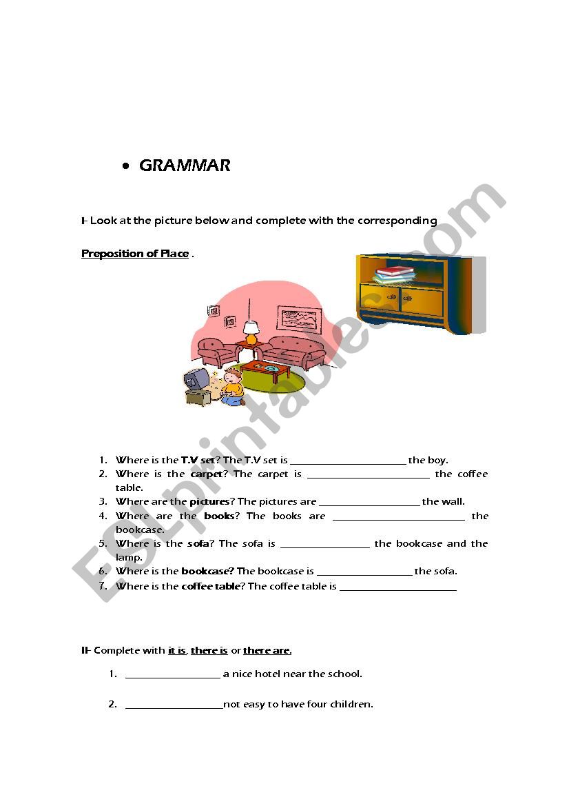 PREPOSITIONS OF PLACE/ INDEFINITE ARTICLES/PLURAL