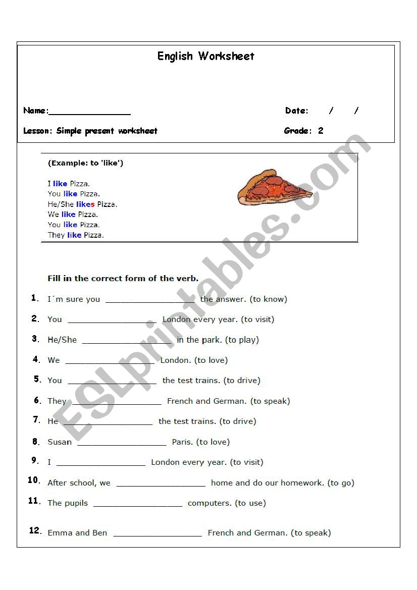 Simple Present Revision Worksheet