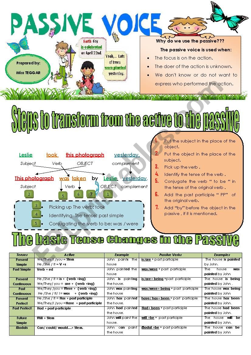 passive and active  worksheet