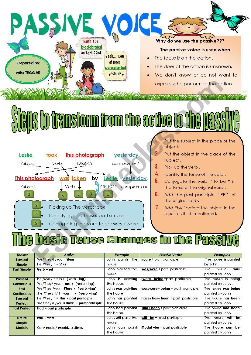 passive and active  worksheet