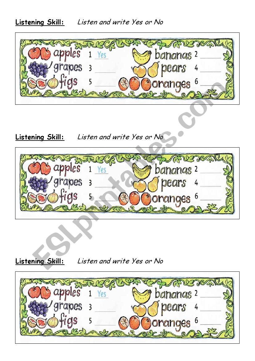 Listening worksheet