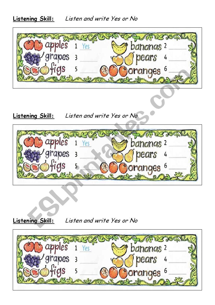 Listening worksheet