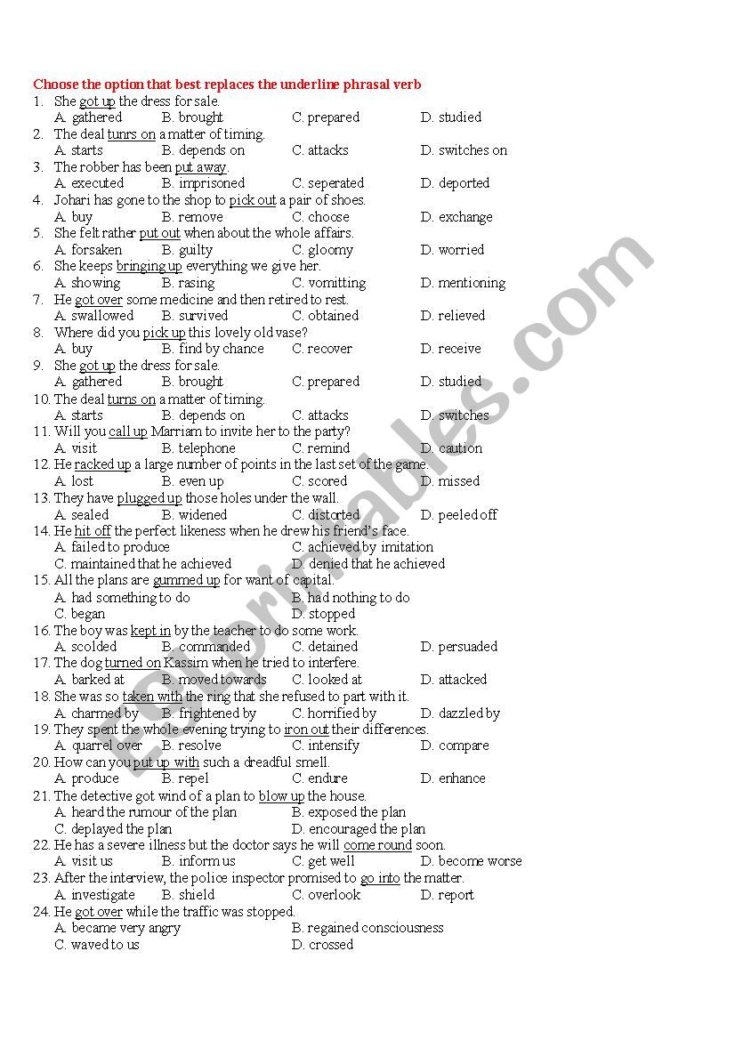 PHRASAL VERBS ANTONYM & SYNONYM