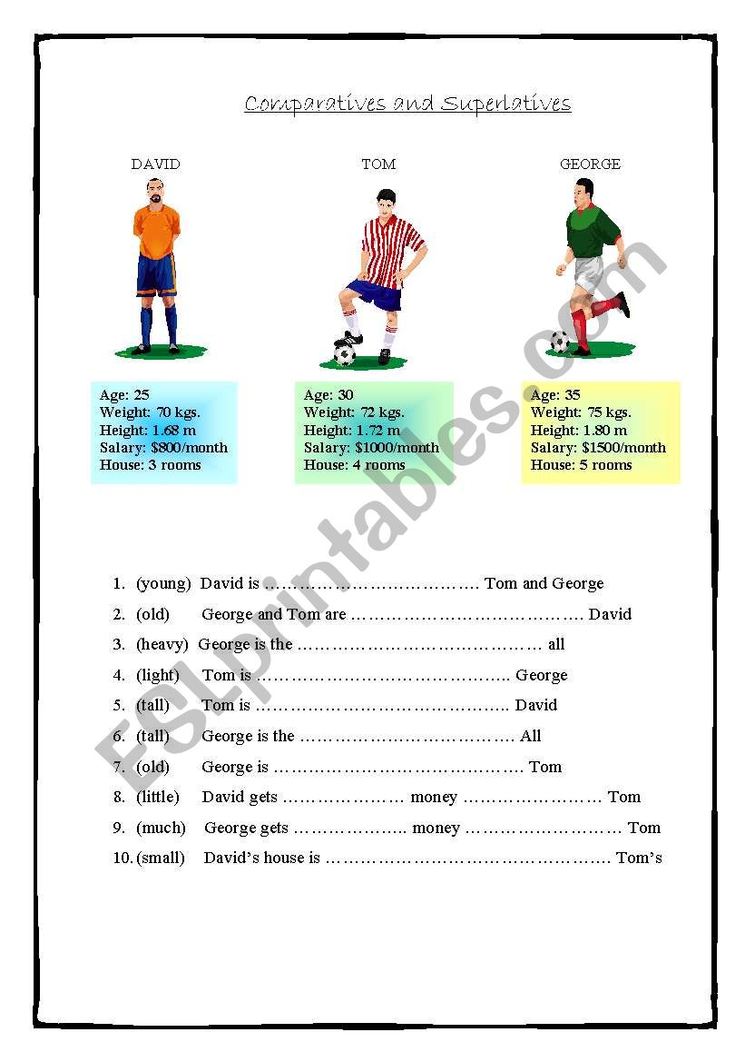 COMPARATIVES AND SUPERLATIVES worksheet