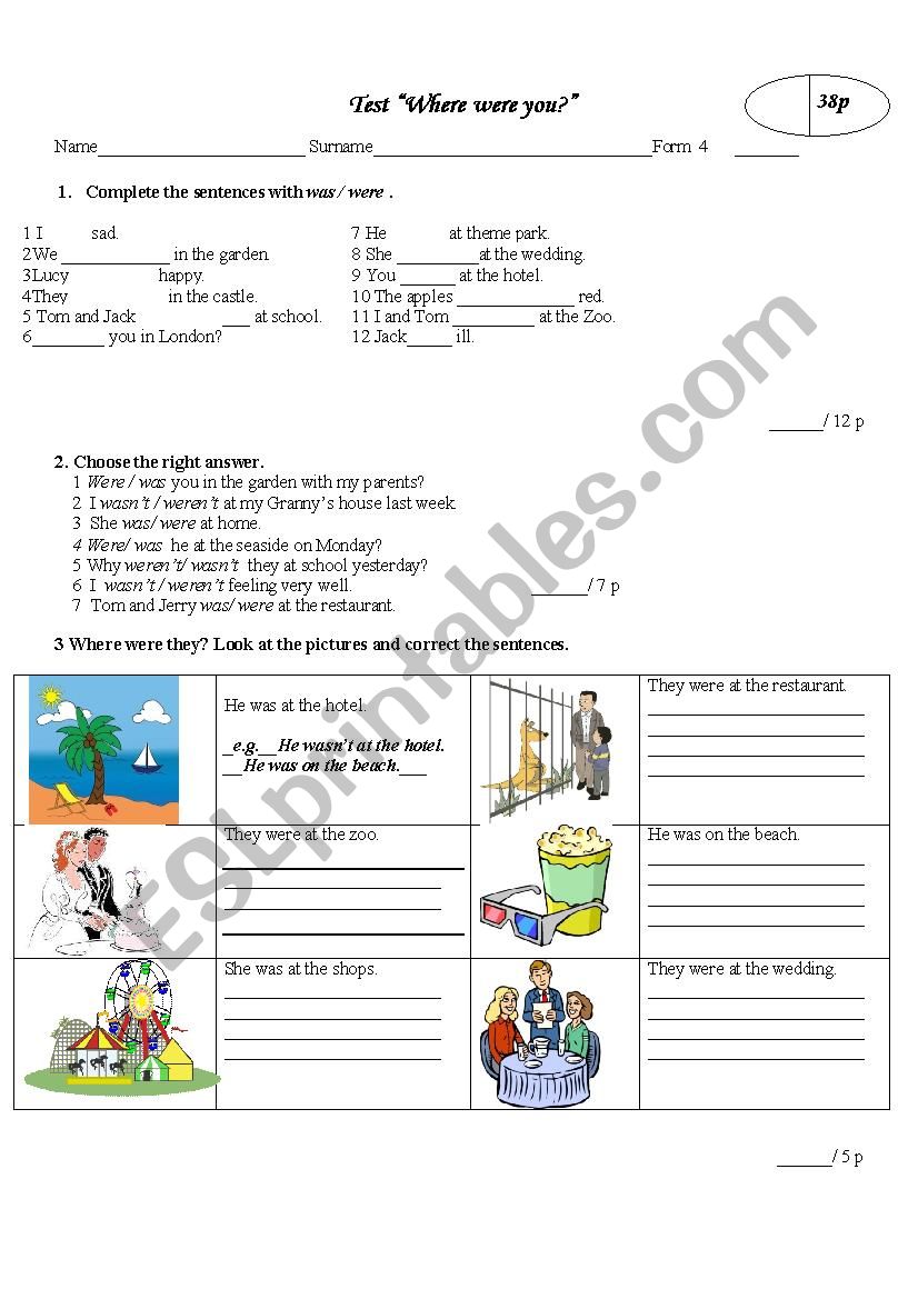 Where were you? worksheet